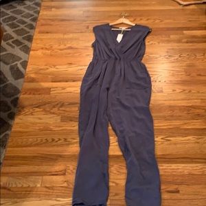 BCBG long jumpsuit in blue dusk color.